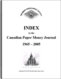 Index to the Canadian Paper Money Journal